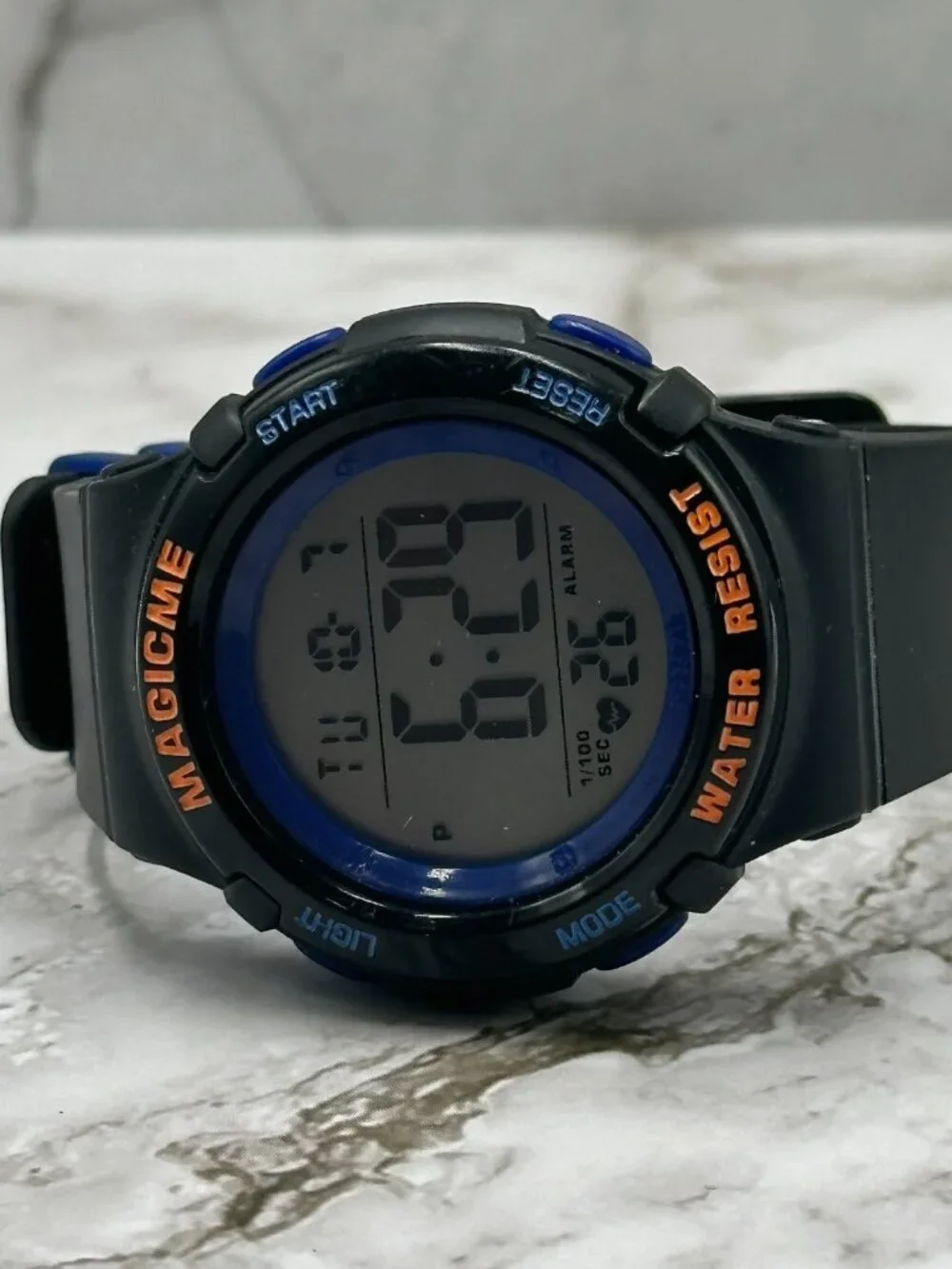 3/$30 Magicme Boys Digital Watch Black Blue Round Dial 40MM Backlight